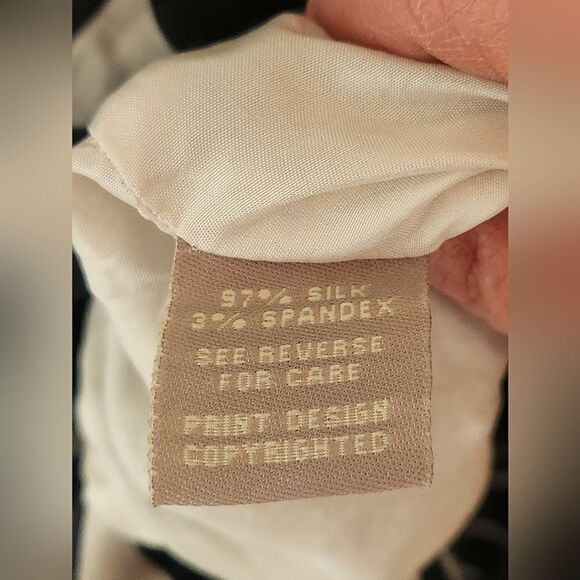 Hilo Hattie L WhiteBlack FloralPrint Ruffle SILKBlend Lined Zip Women Midi Skirt - Picture 8 of 12